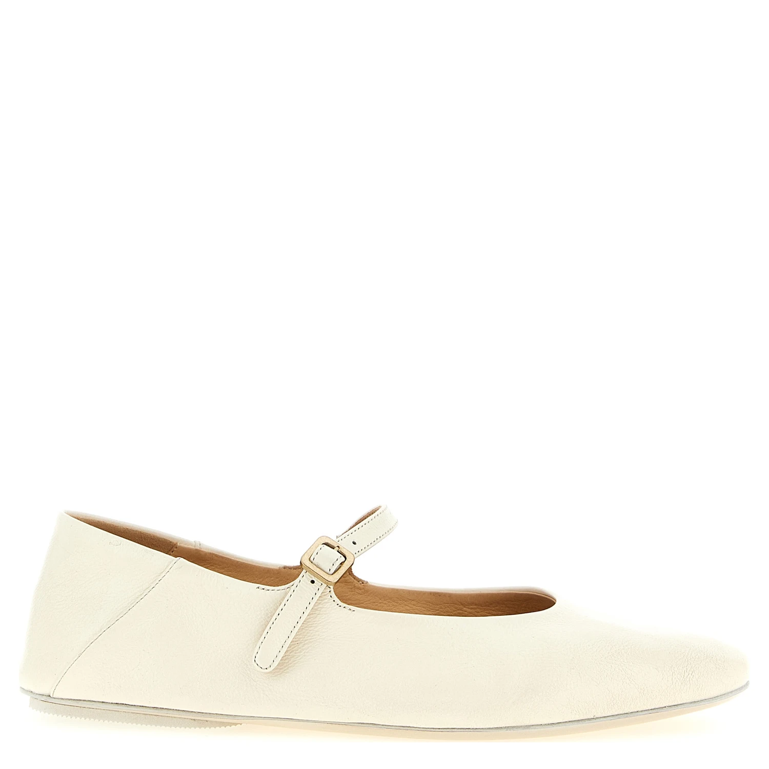 Beige Calfskin Ballet Flats