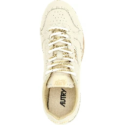Beige Cowhide Low Top Sneakers