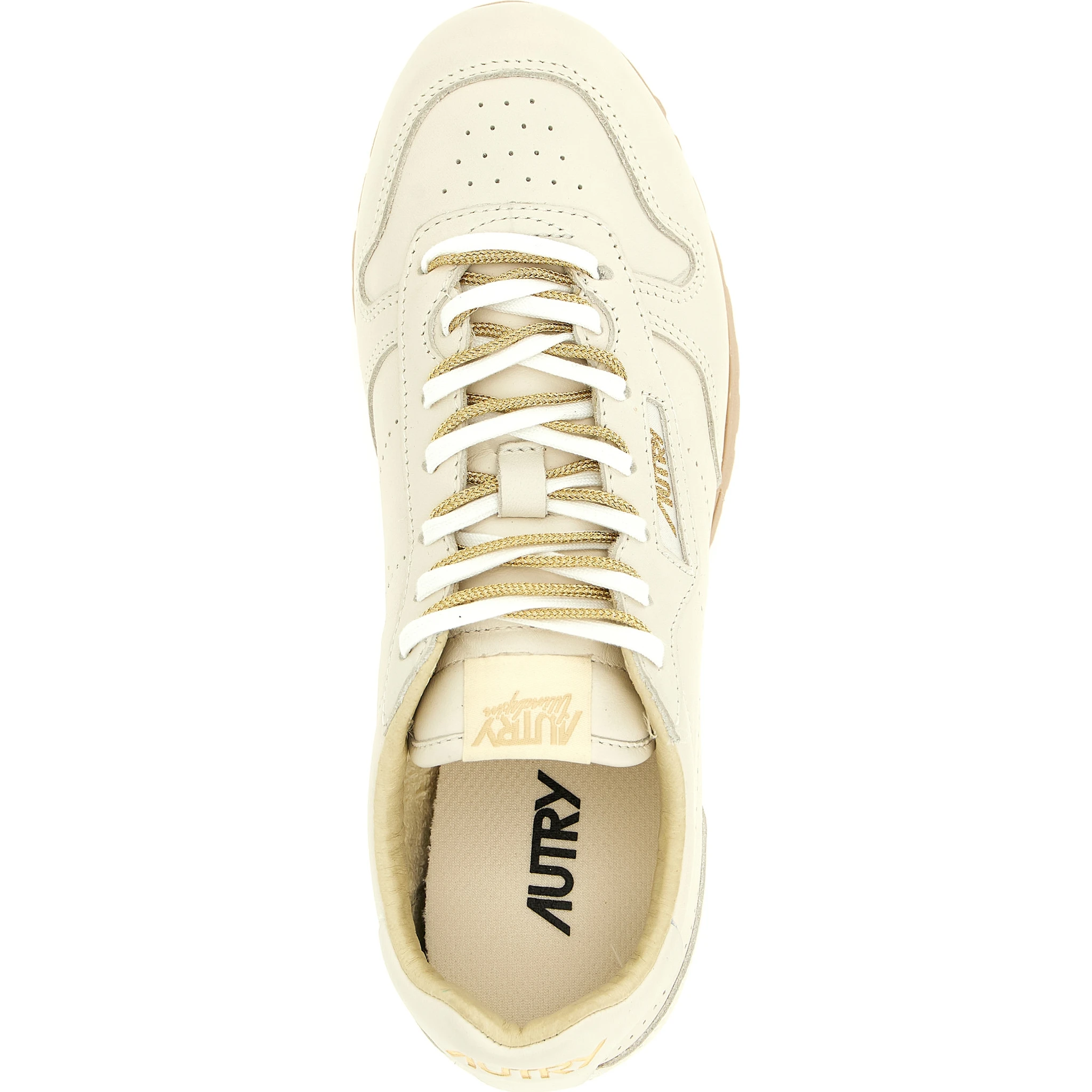 Beige Cowhide Low Top Sneakers