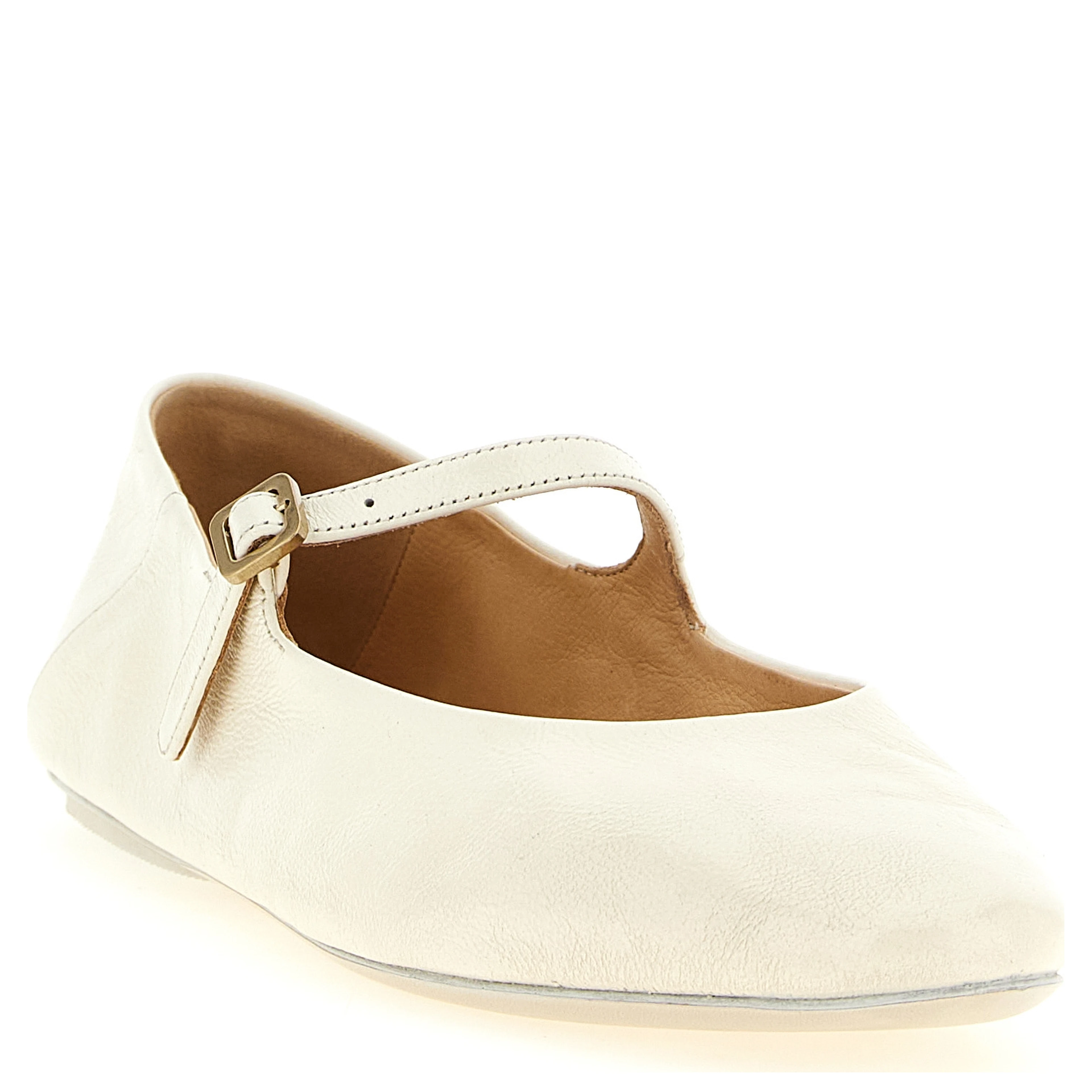 Beige Calfskin Ballet Flats