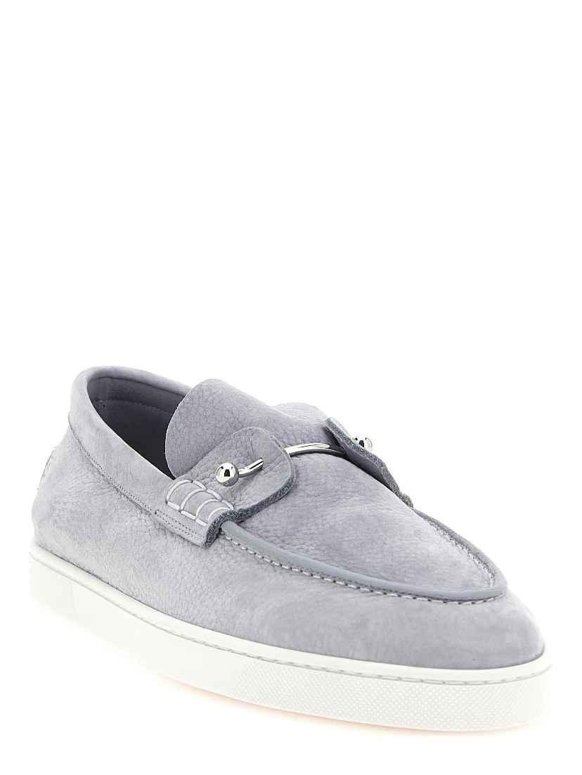 Gray Calfskin Slip-On Loafers