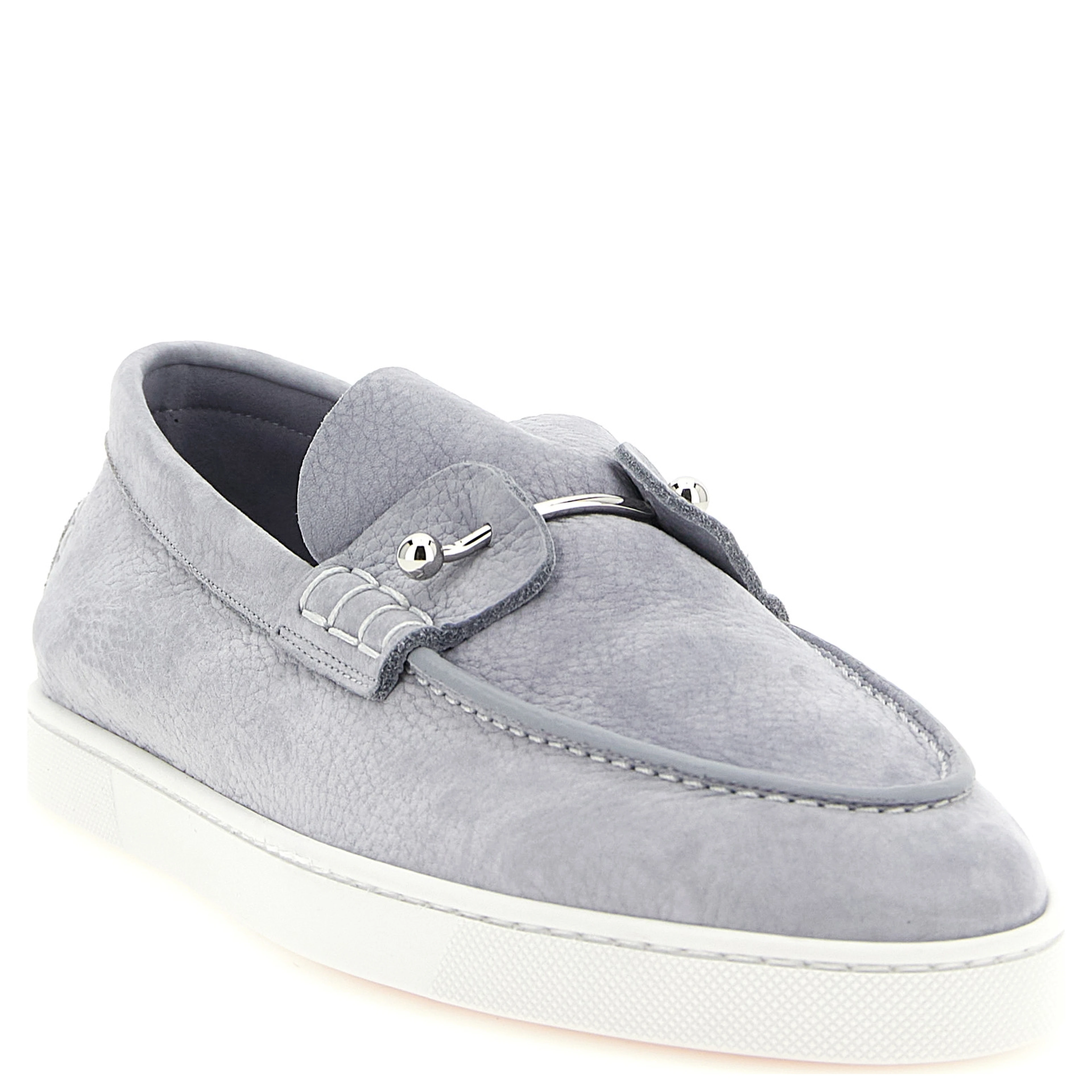 Gray Calfskin Slip-On Loafers
