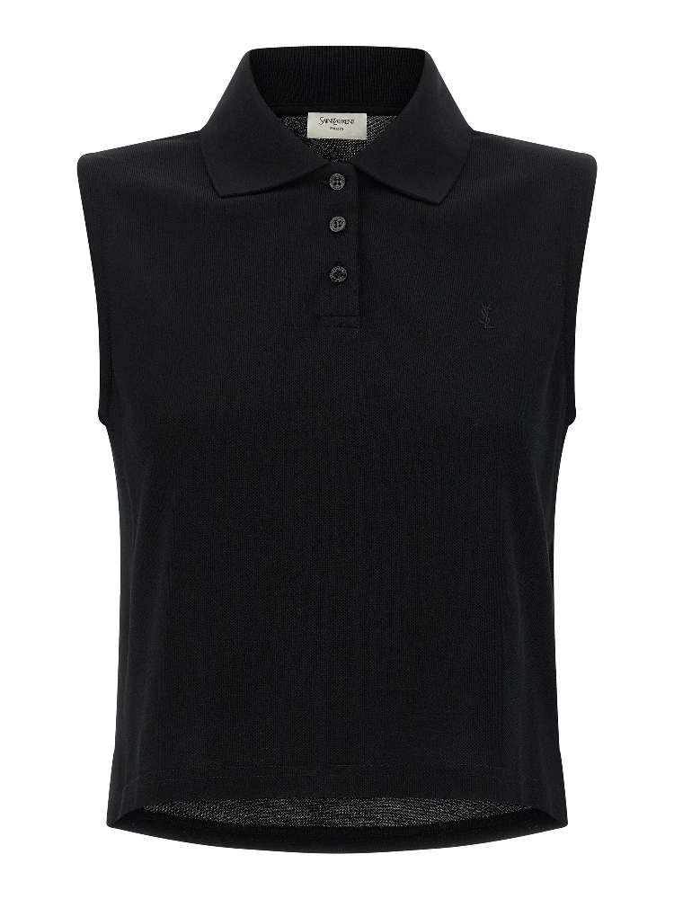 Black Cotton Polo Shirt