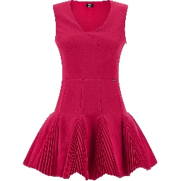 Fuchsia Polyester Short Dress