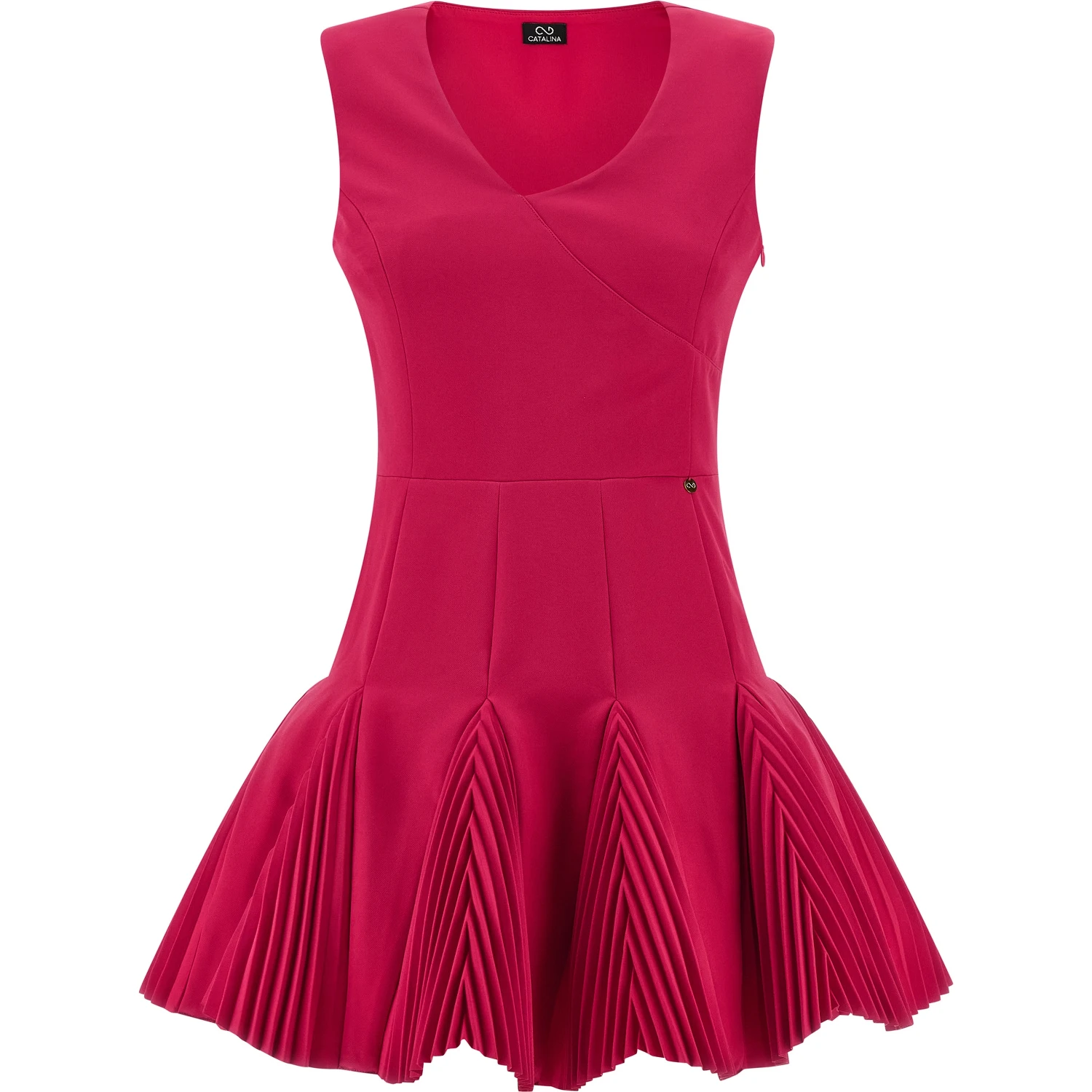 Fuchsia Polyester Short Dress