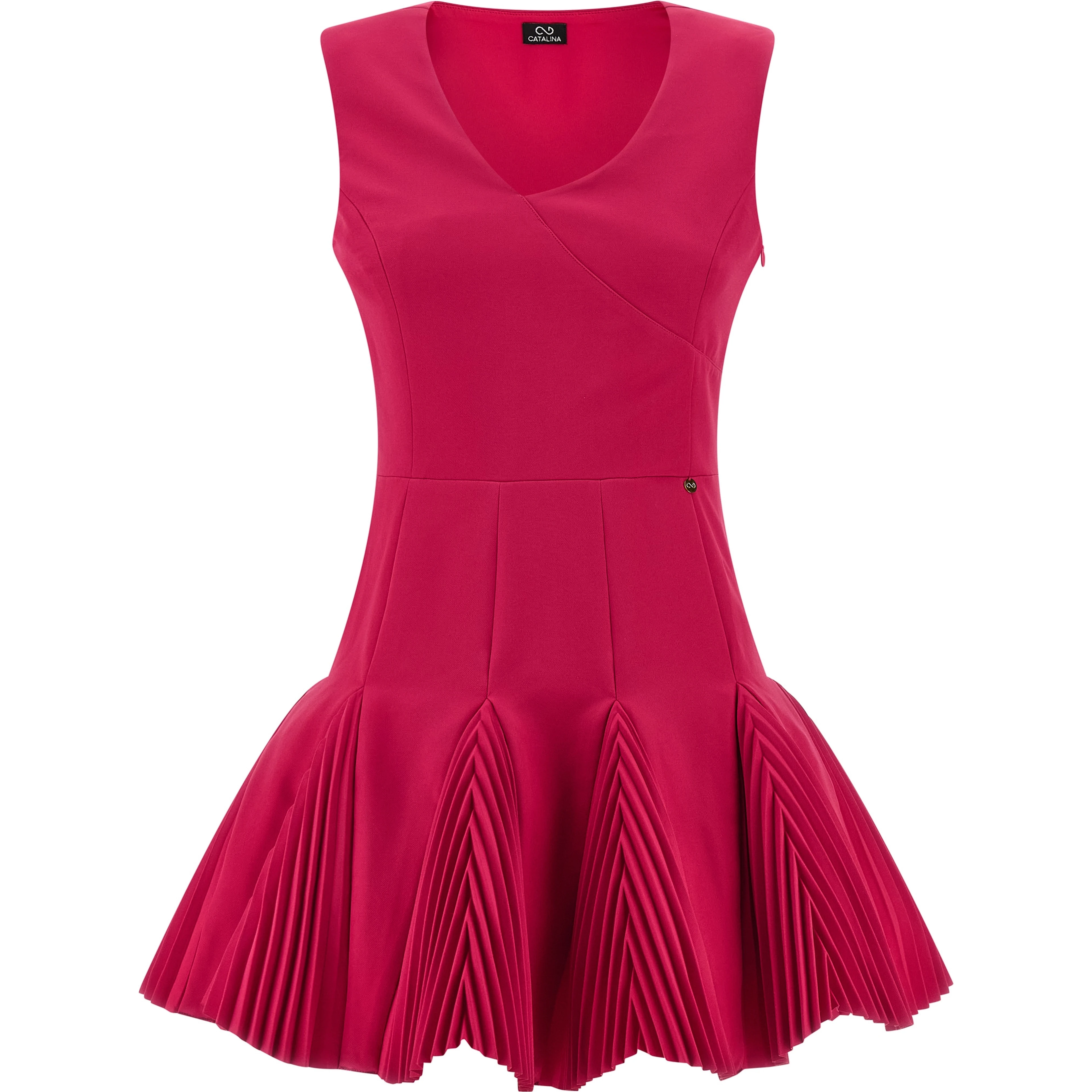 Fuchsia Polyester Short Dress