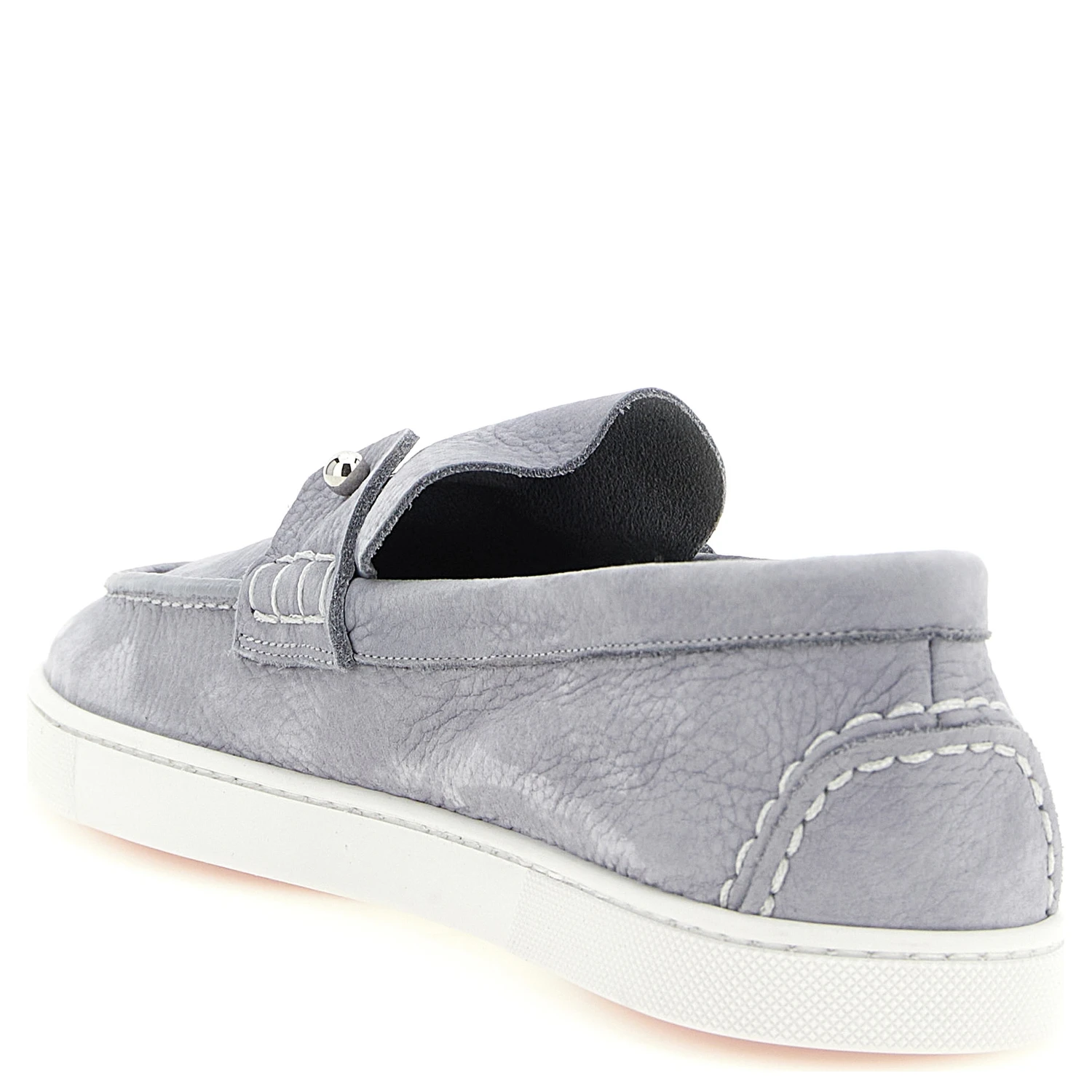 Gray Calfskin Slip-On Loafers