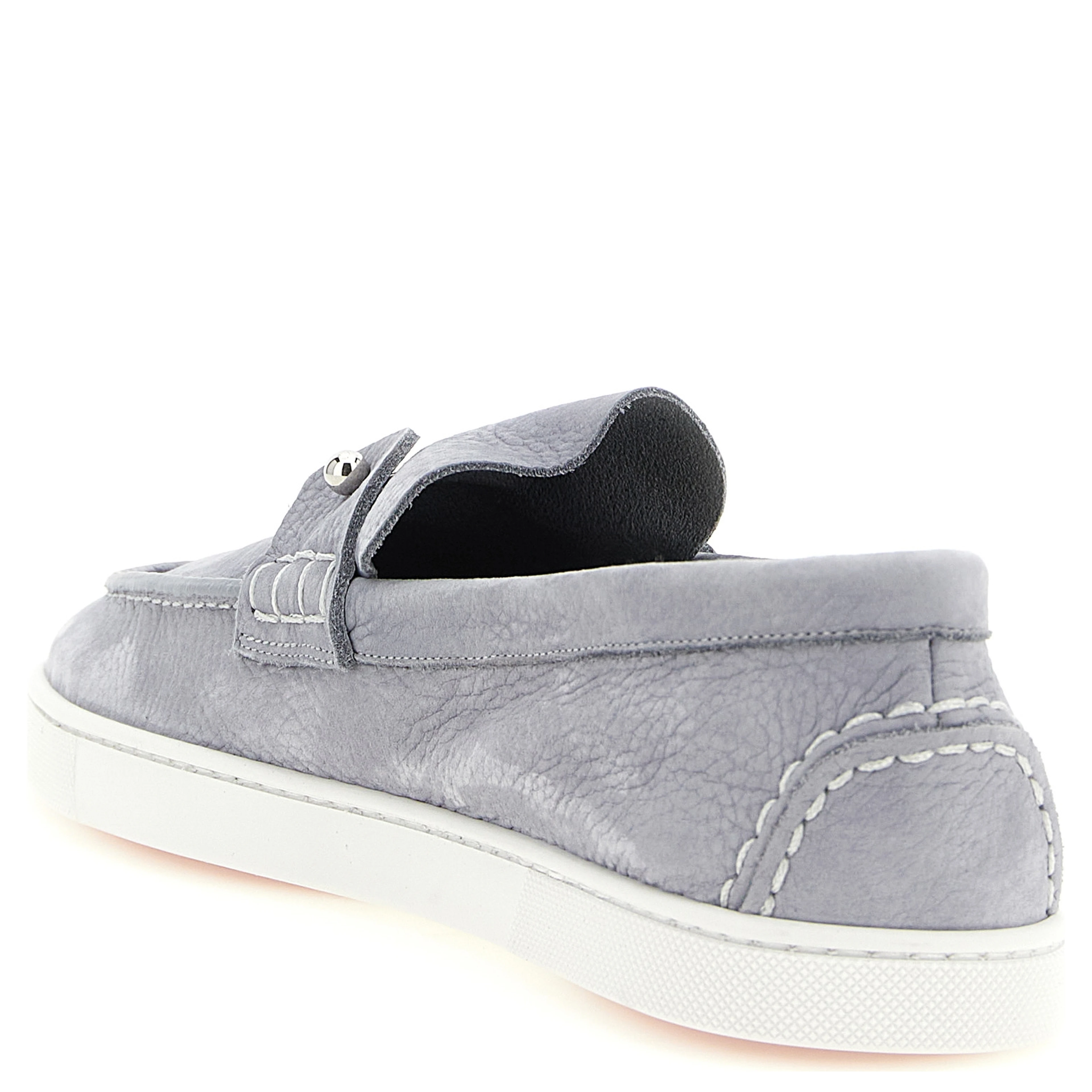 Gray Calfskin Slip-On Loafers