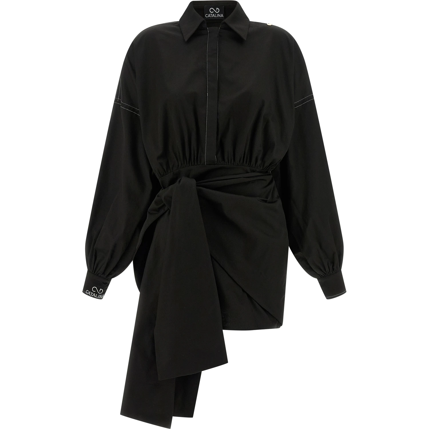 Black Polyester Short Dress
