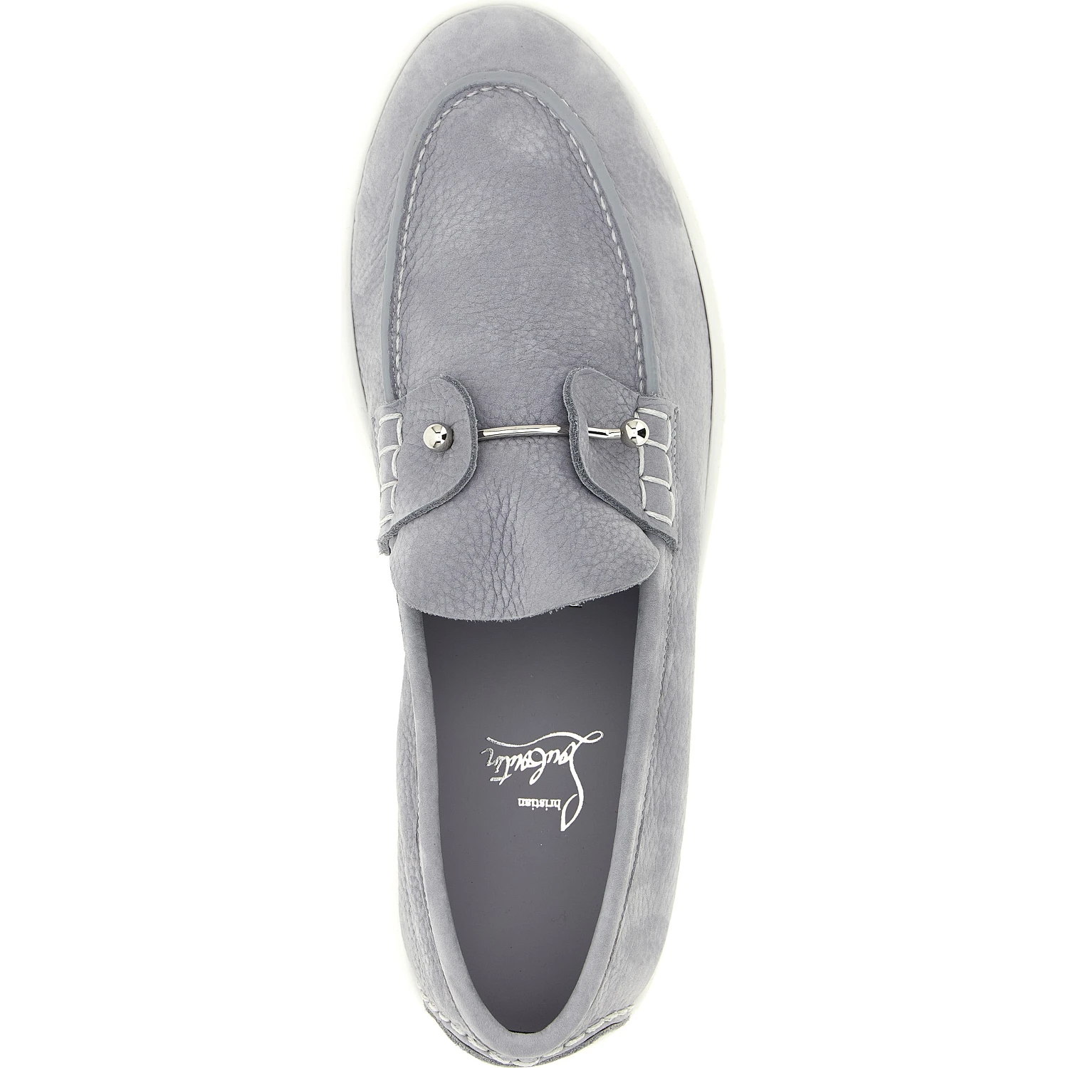 Gray Calfskin Slip-On Loafers