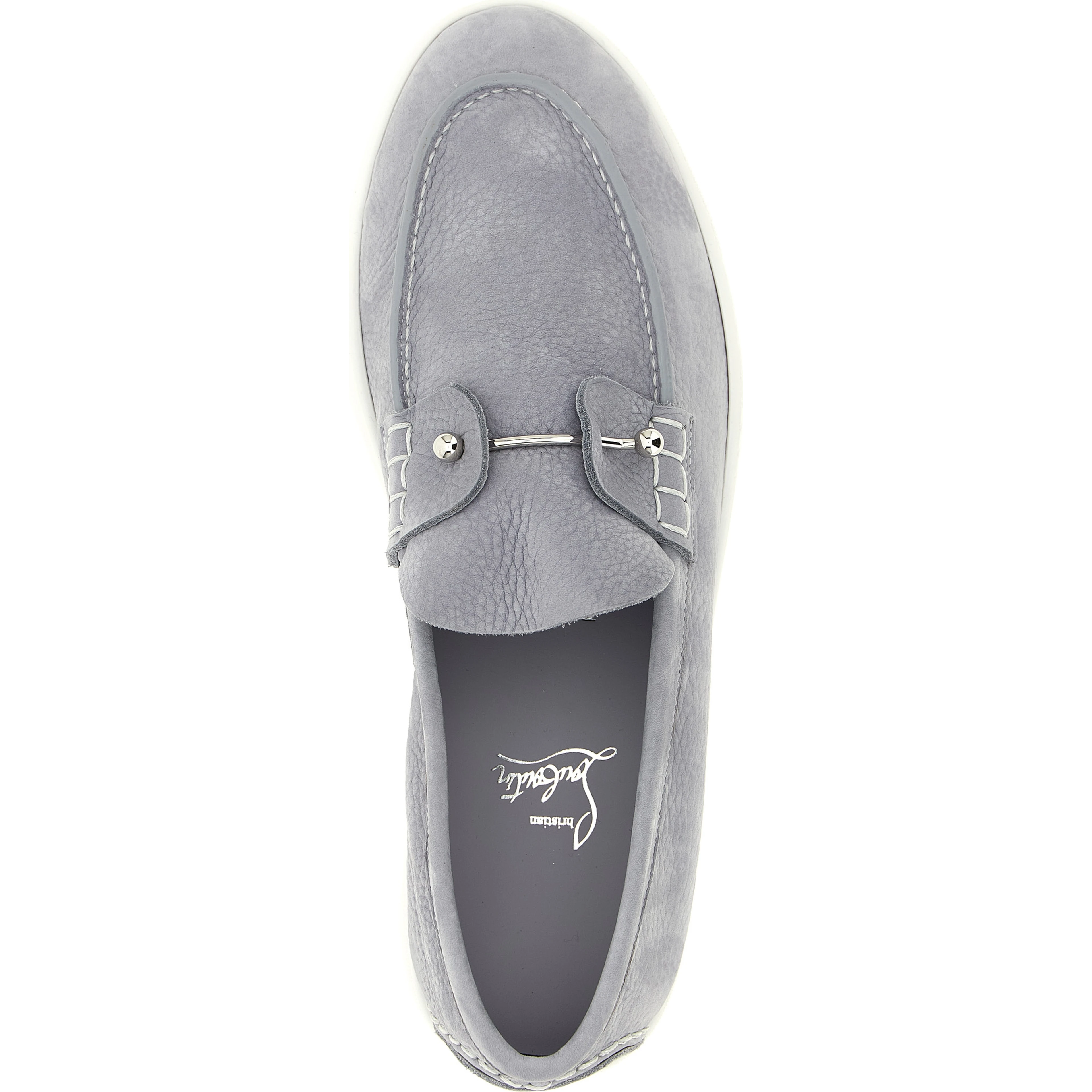Gray Calfskin Slip-On Loafers
