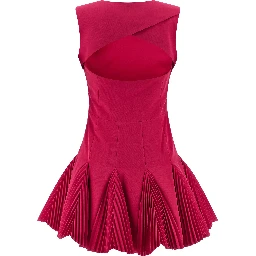 Fuchsia Polyester Short Dress
