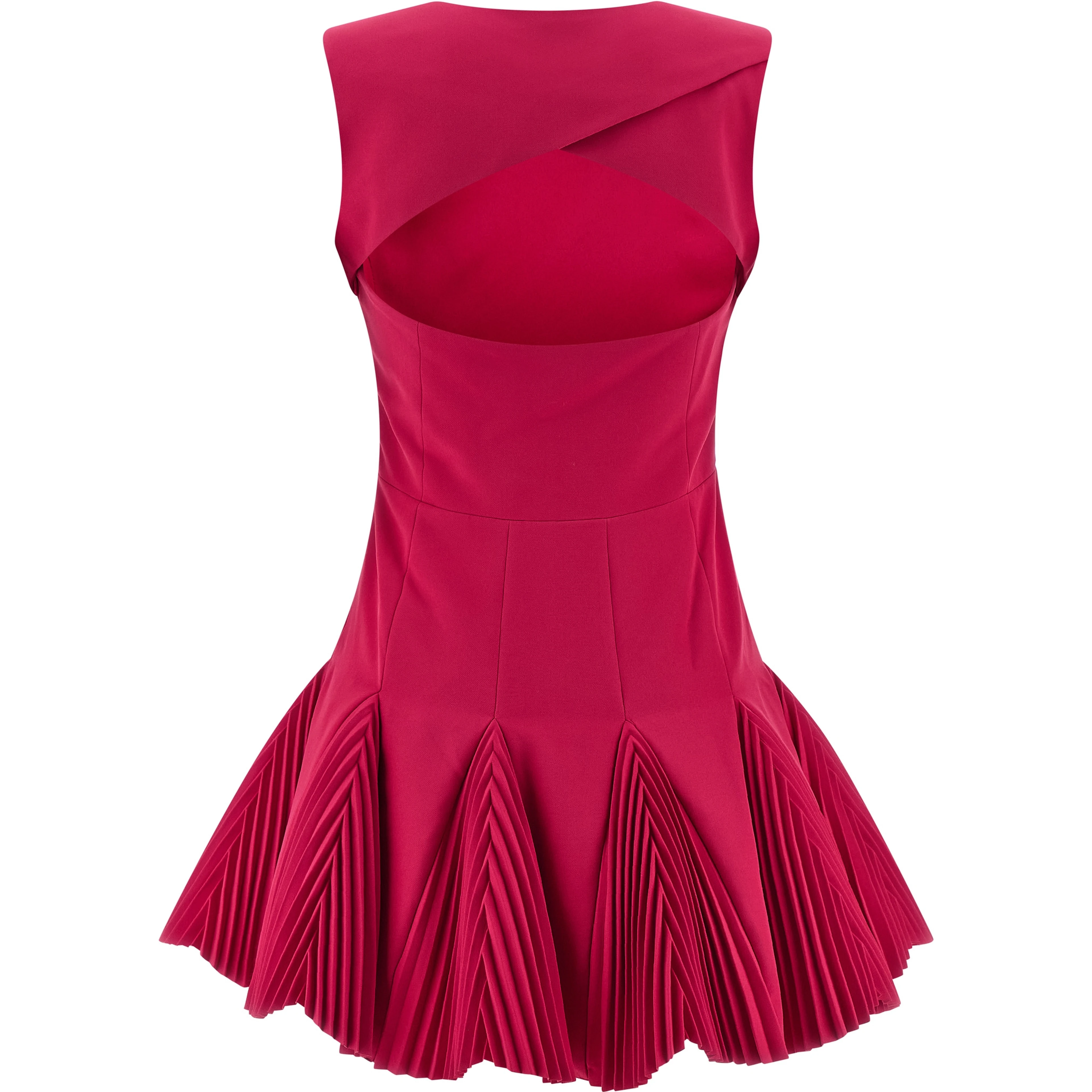 Fuchsia Polyester Short Dress