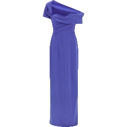 Blue Polyester Long Dress