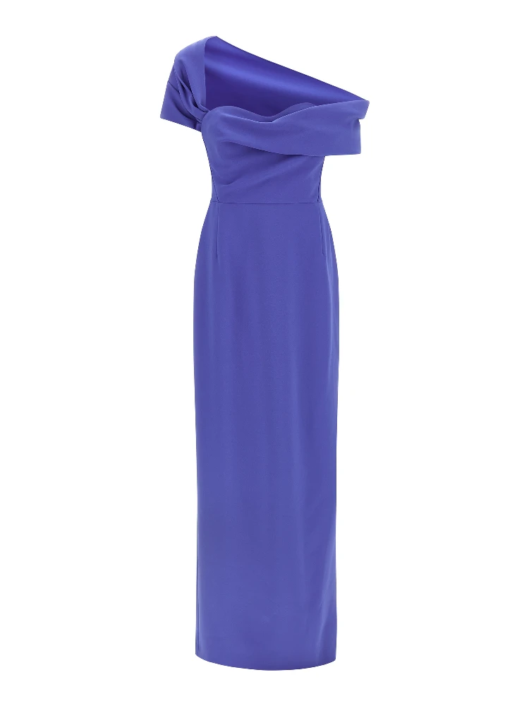 Blue Polyester Long Dress