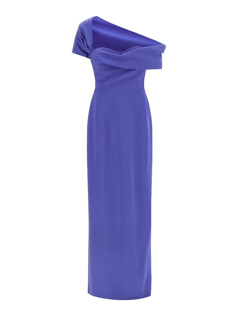 Blue Polyester Long Dress