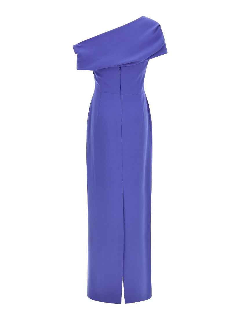 Blue Polyester Long Dress