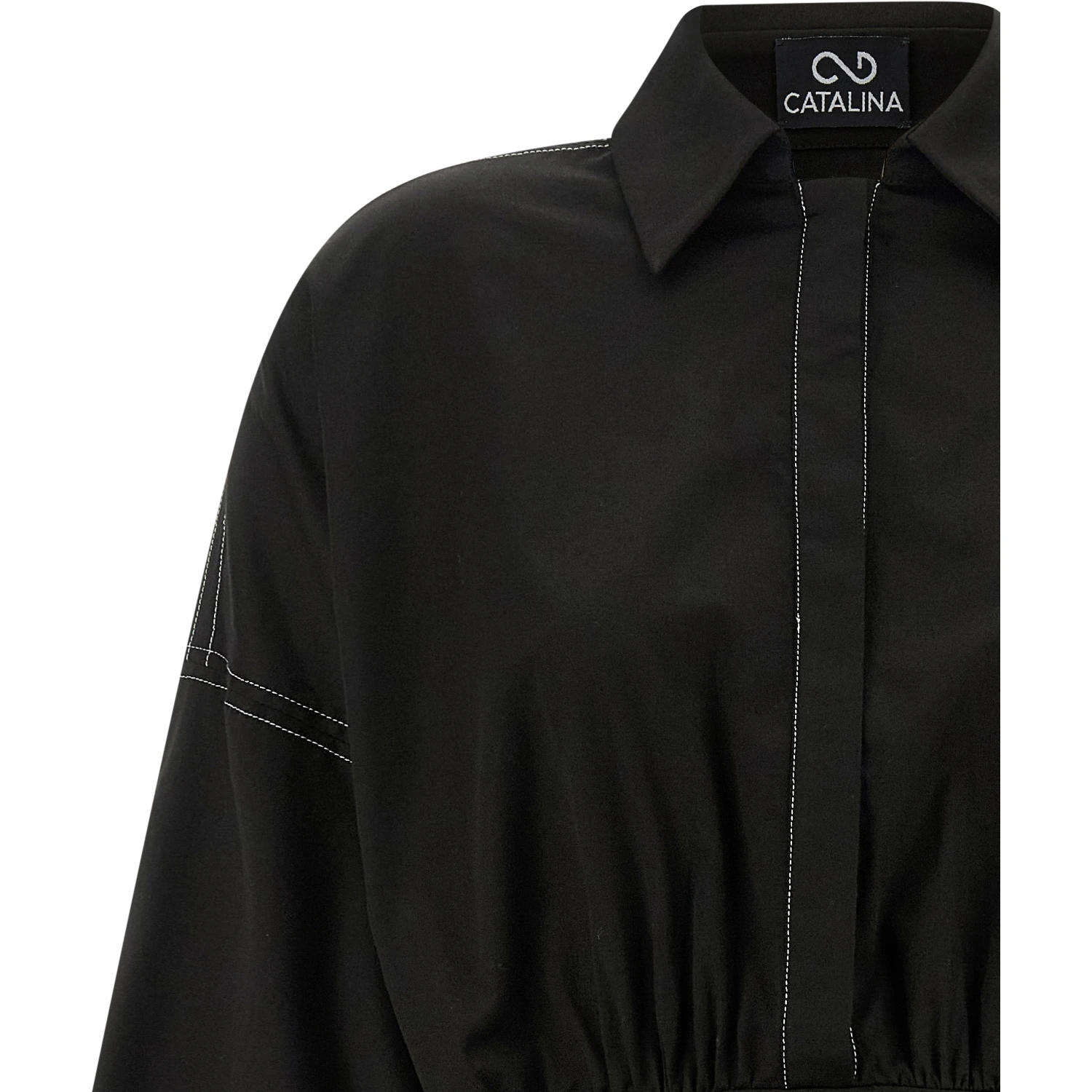 Black Polyester Short Dress