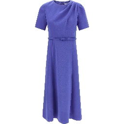 Blue Polyester Midi Dress