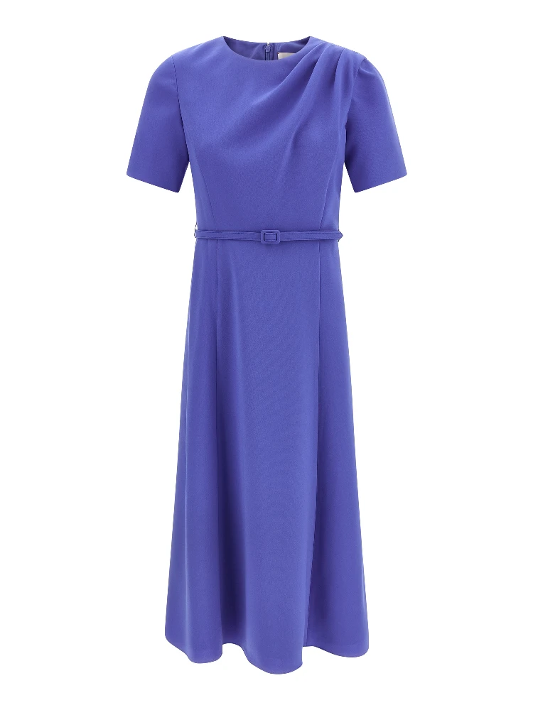 Blue Polyester Midi Dress