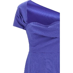 Blue Polyester Long Dress