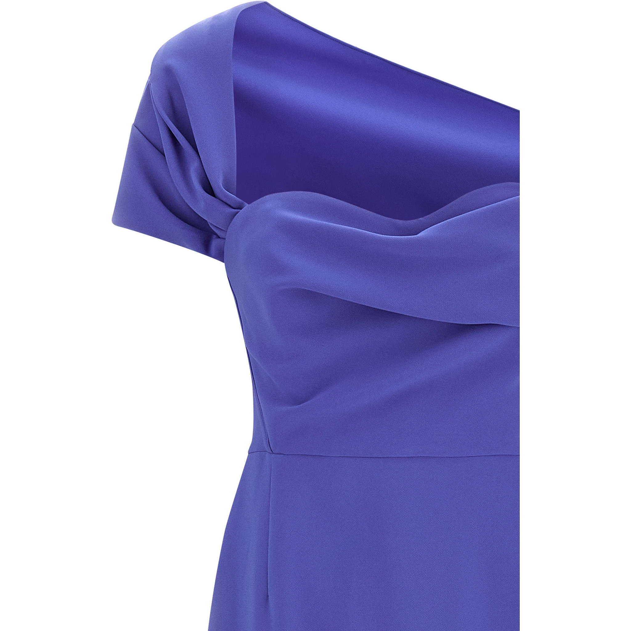 Blue Polyester Long Dress
