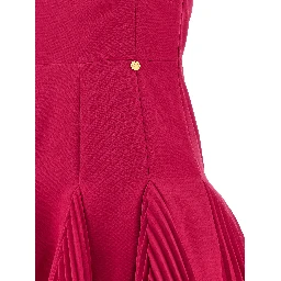 Fuchsia Polyester Short Dress