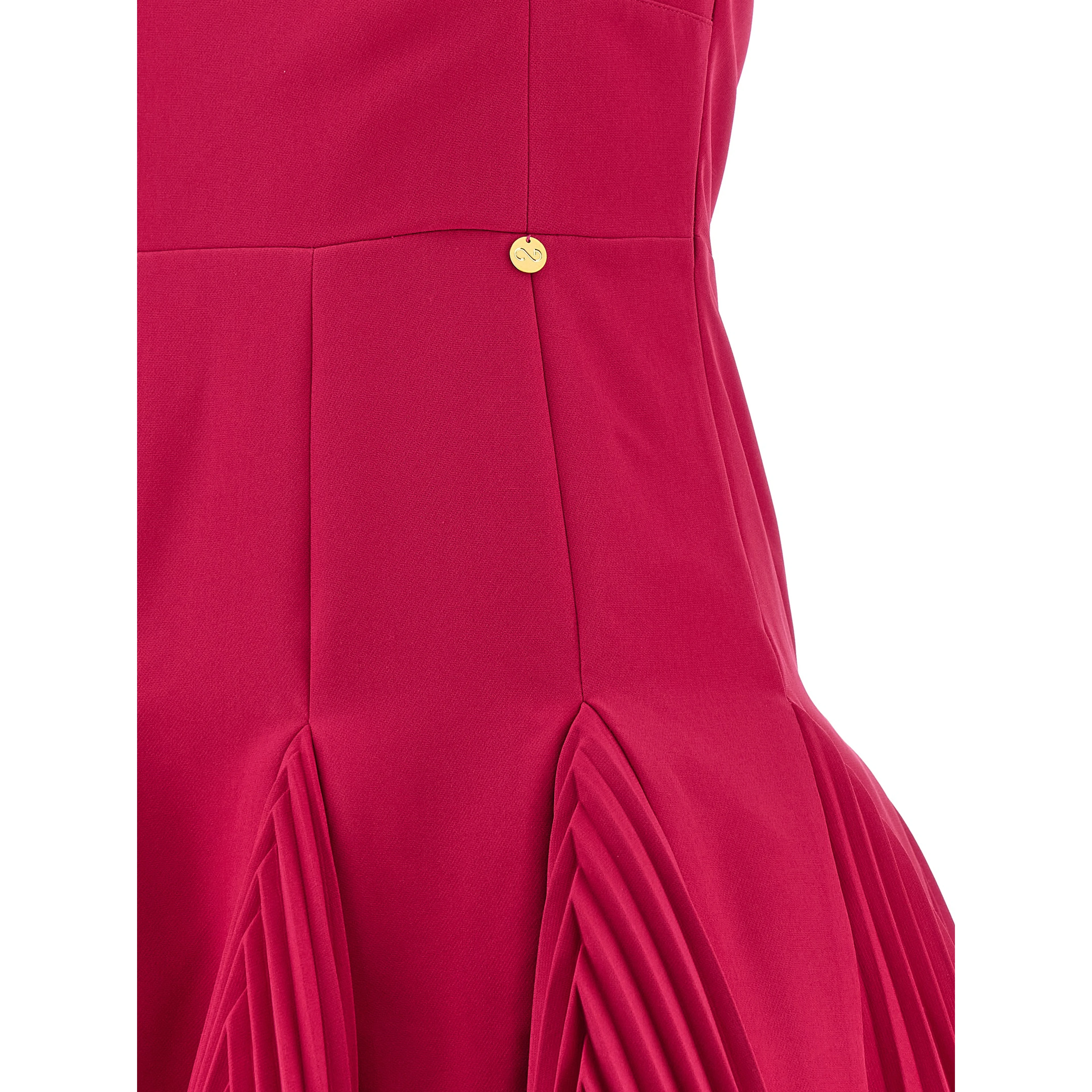 Fuchsia Polyester Short Dress