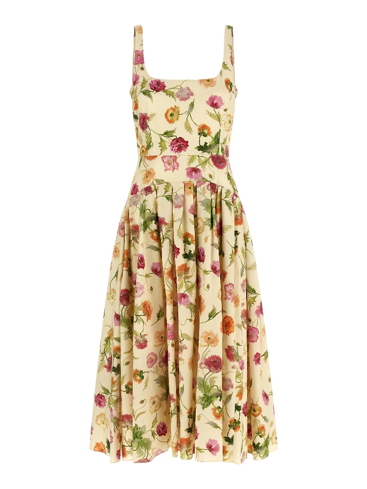 Beige Cotton Midi Dress