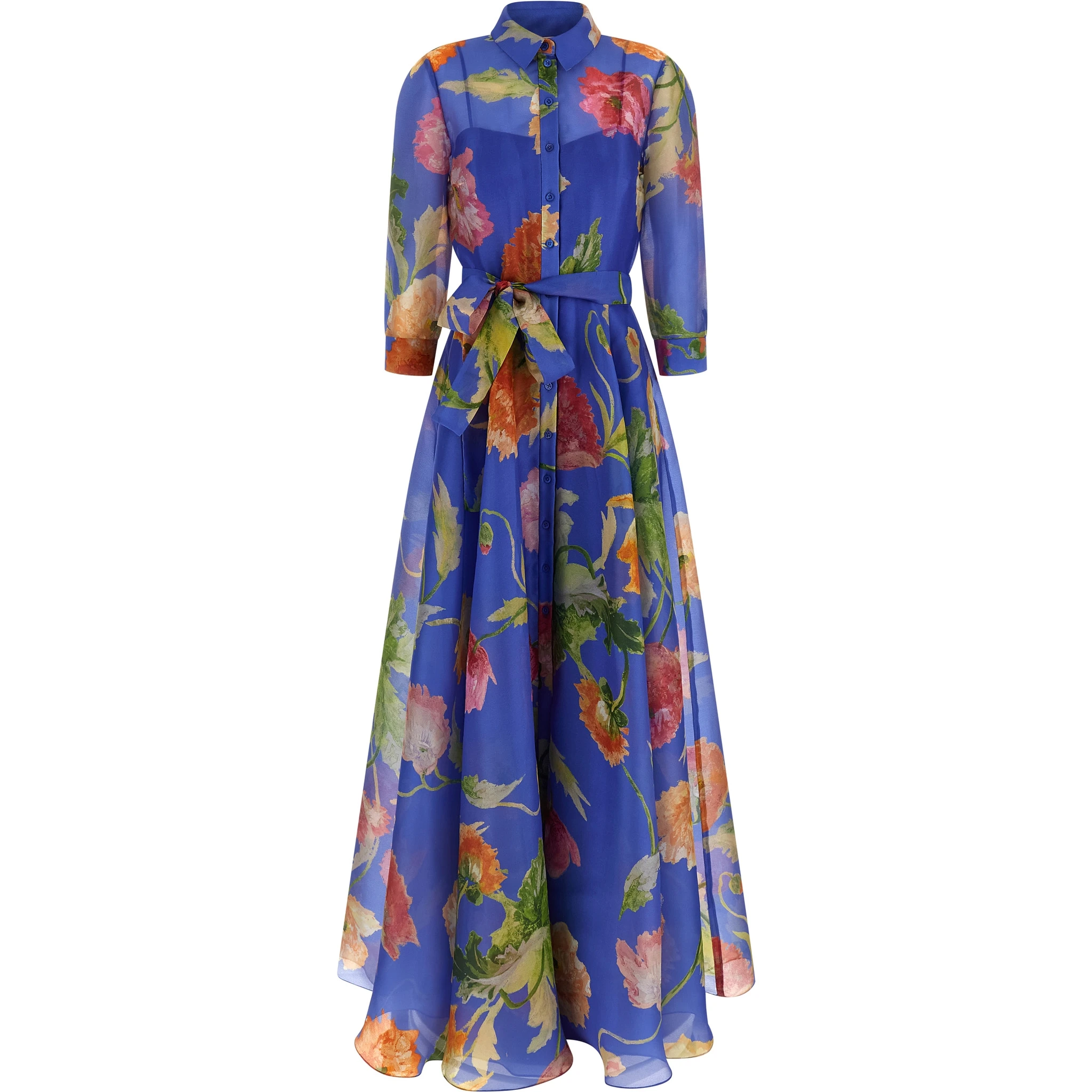 Blue Silk Long Dress