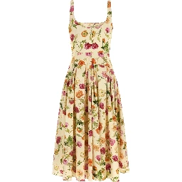 Beige Cotton Midi Dress