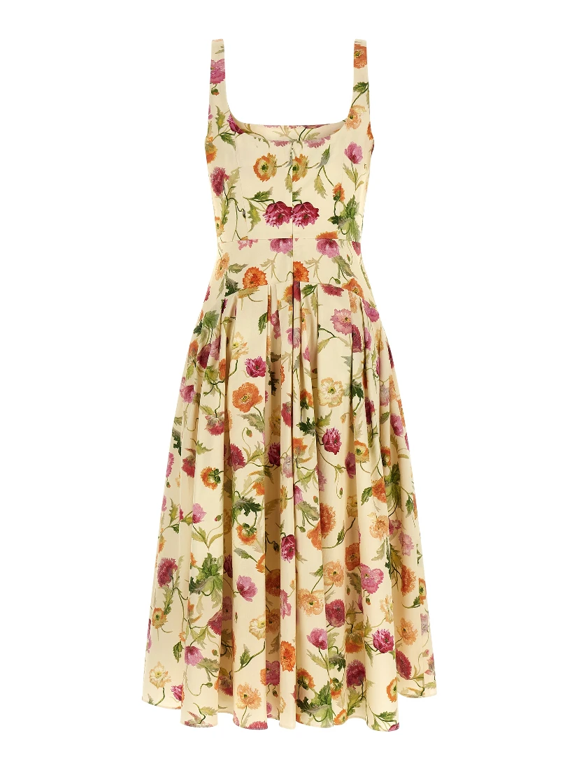 Beige Cotton Midi Dress