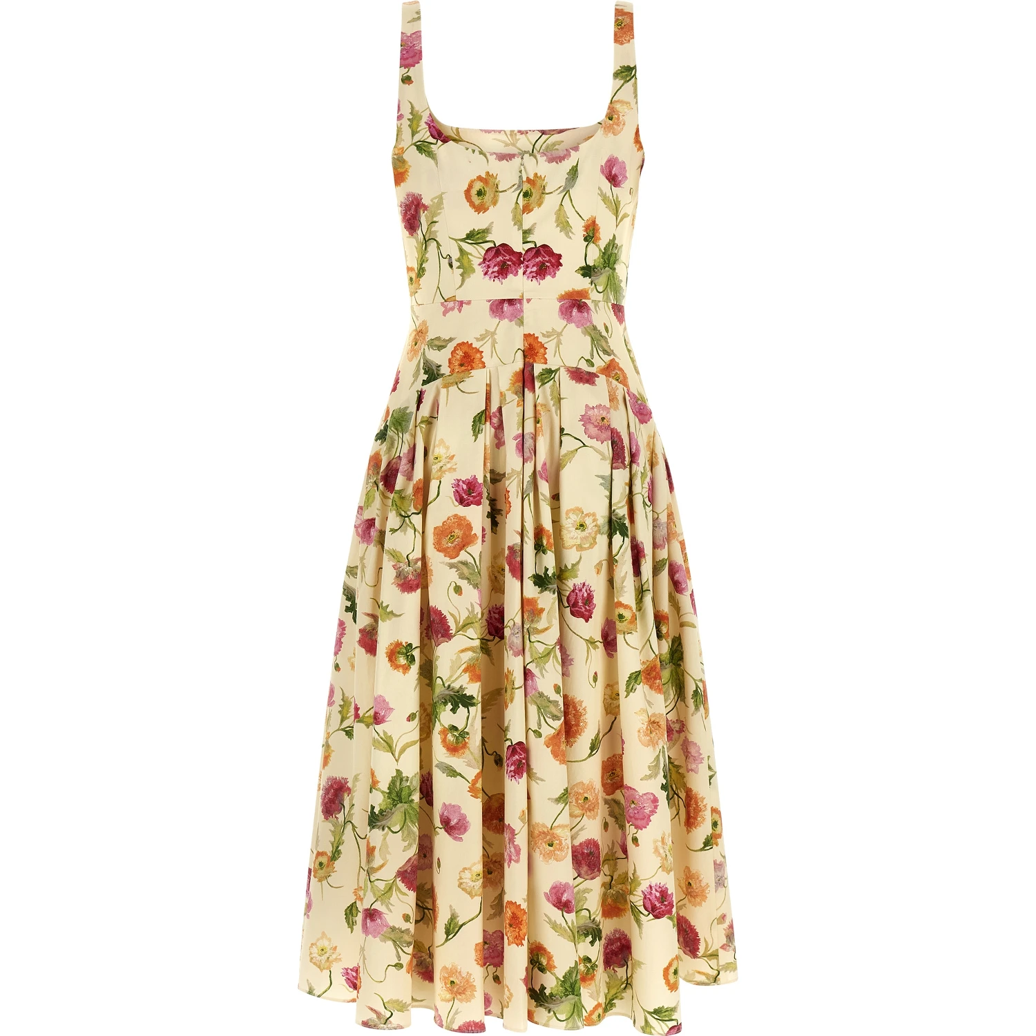 Beige Cotton Midi Dress