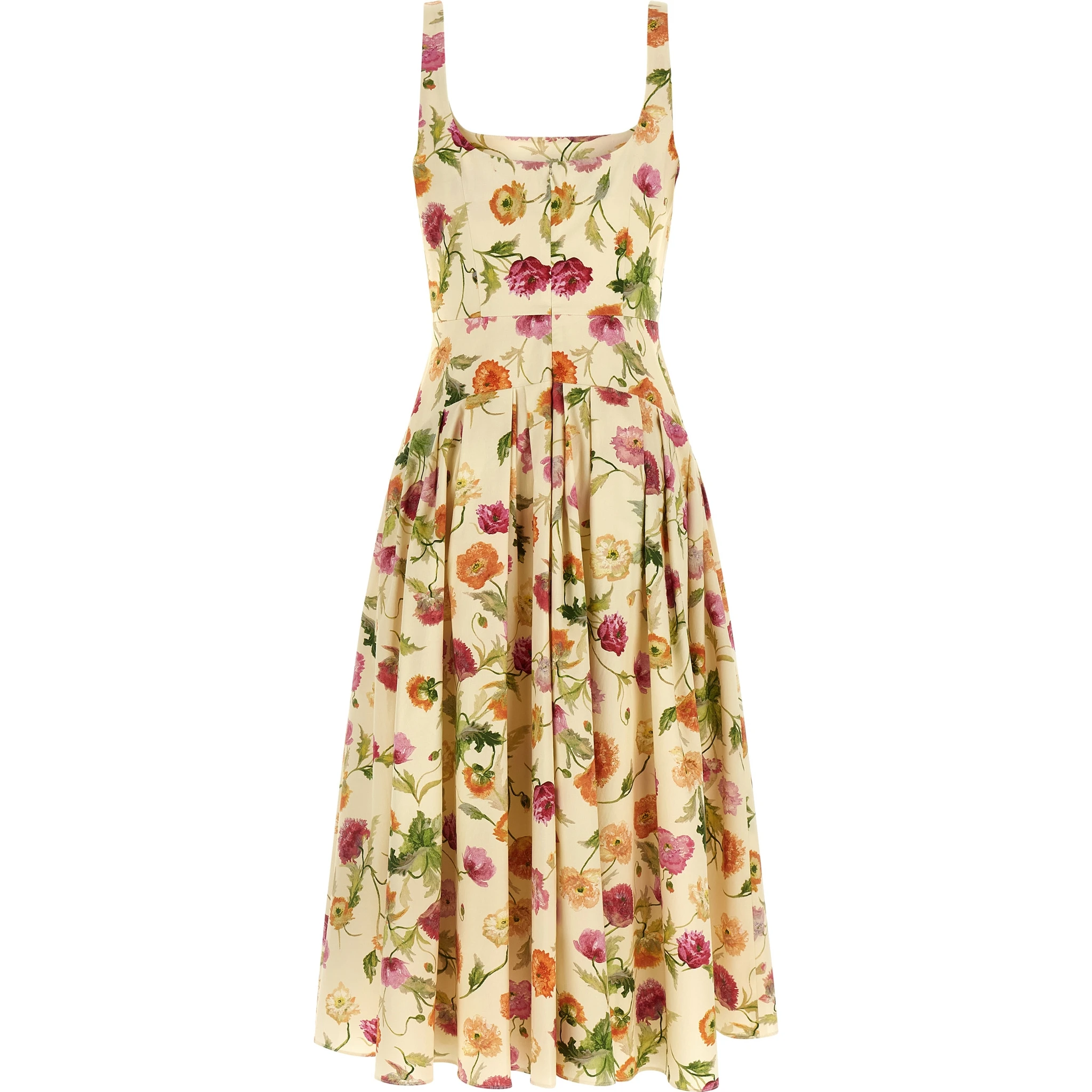 Beige Cotton Midi Dress