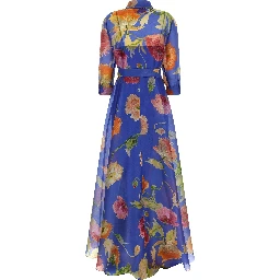 Blue Silk Long Dress