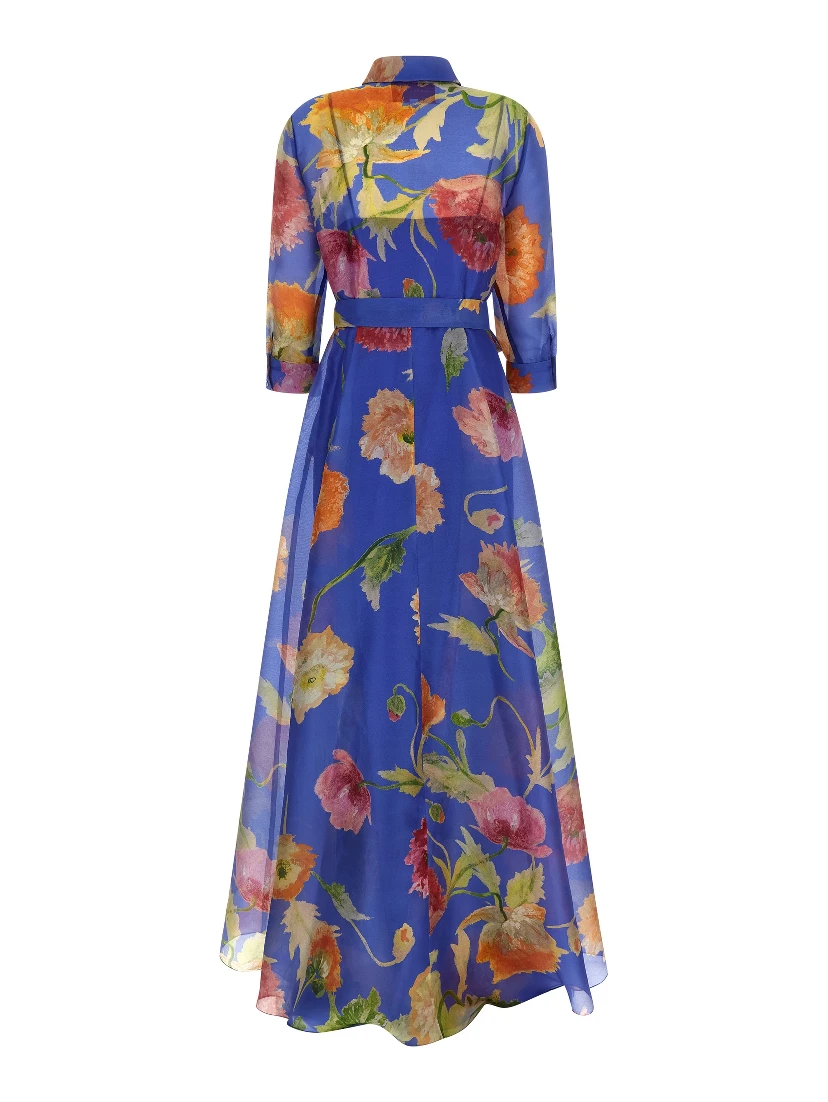 Blue Silk Long Dress