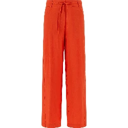 Orange Viscose Casual Pants