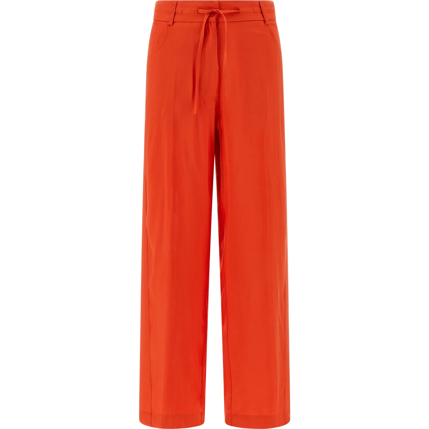 Orange Viscose Casual Pants