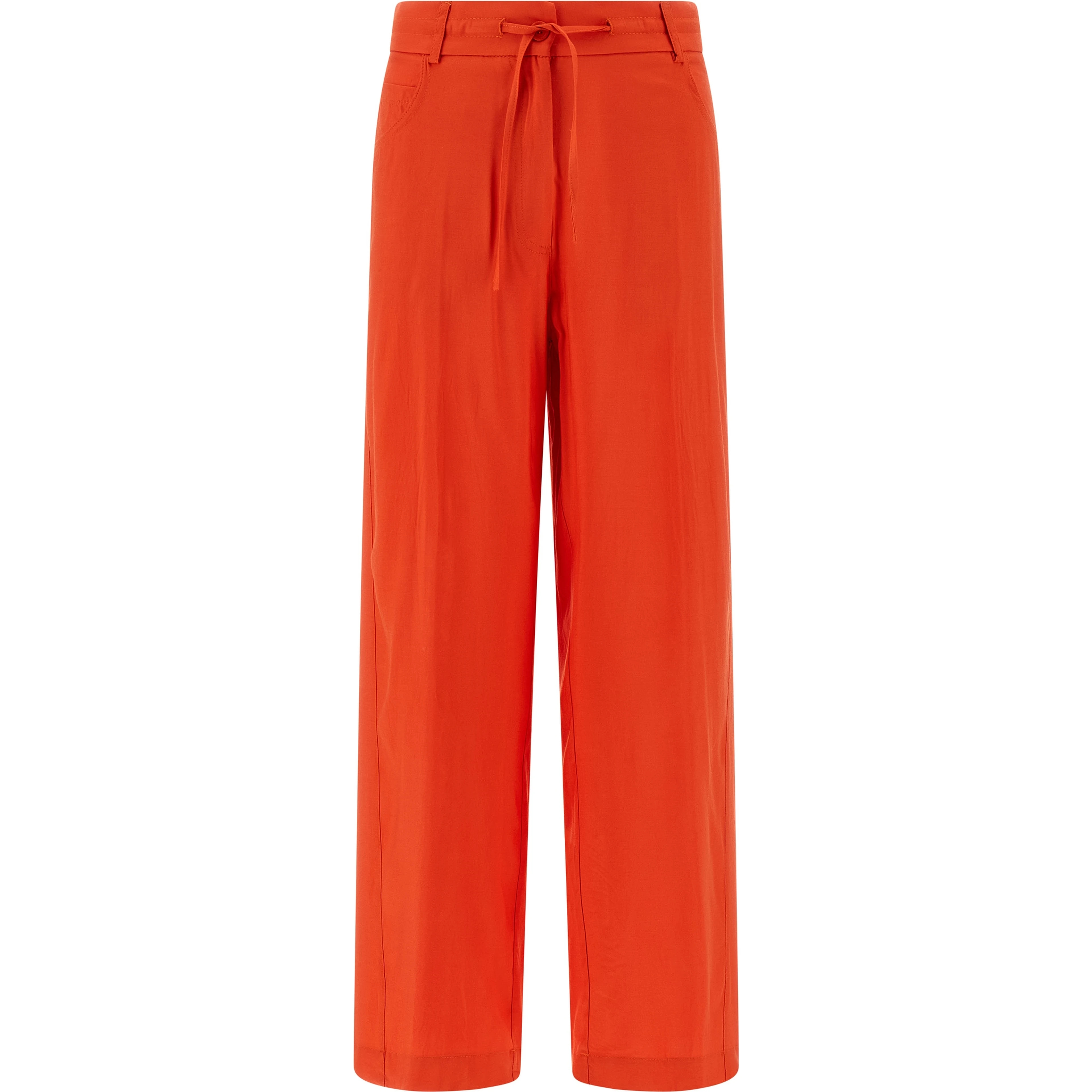 Orange Viscose Casual Pants