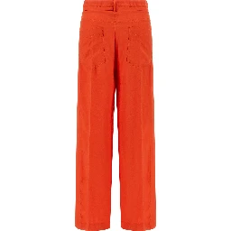 Orange Viscose Casual Pants