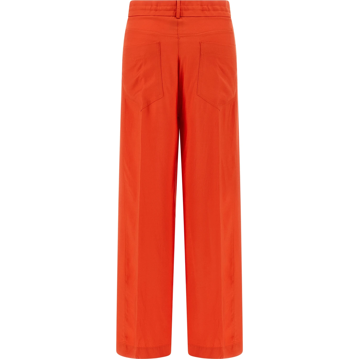 Orange Viscose Casual Pants