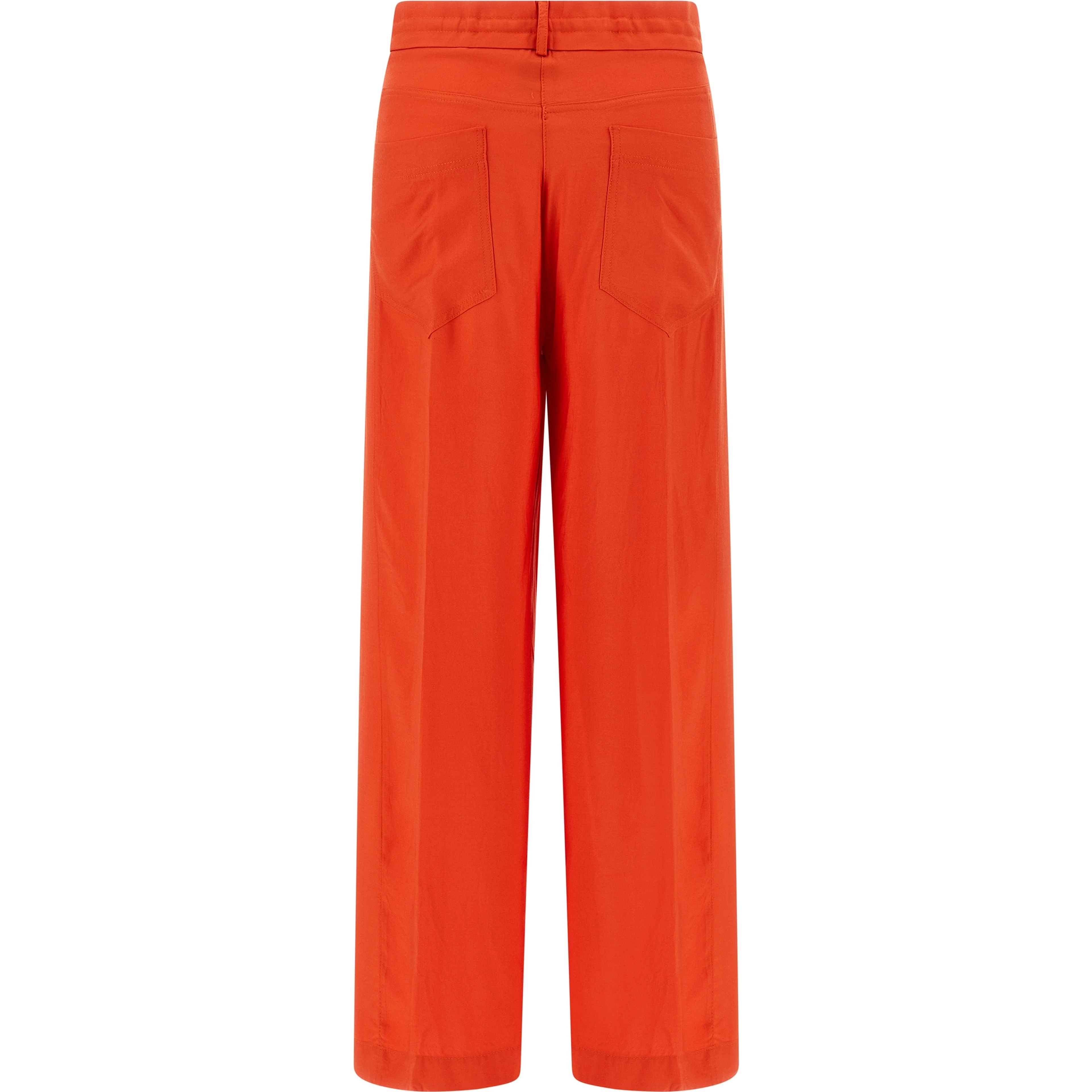 Orange Viscose Casual Pants