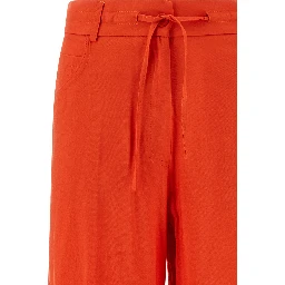 Orange Viscose Casual Pants