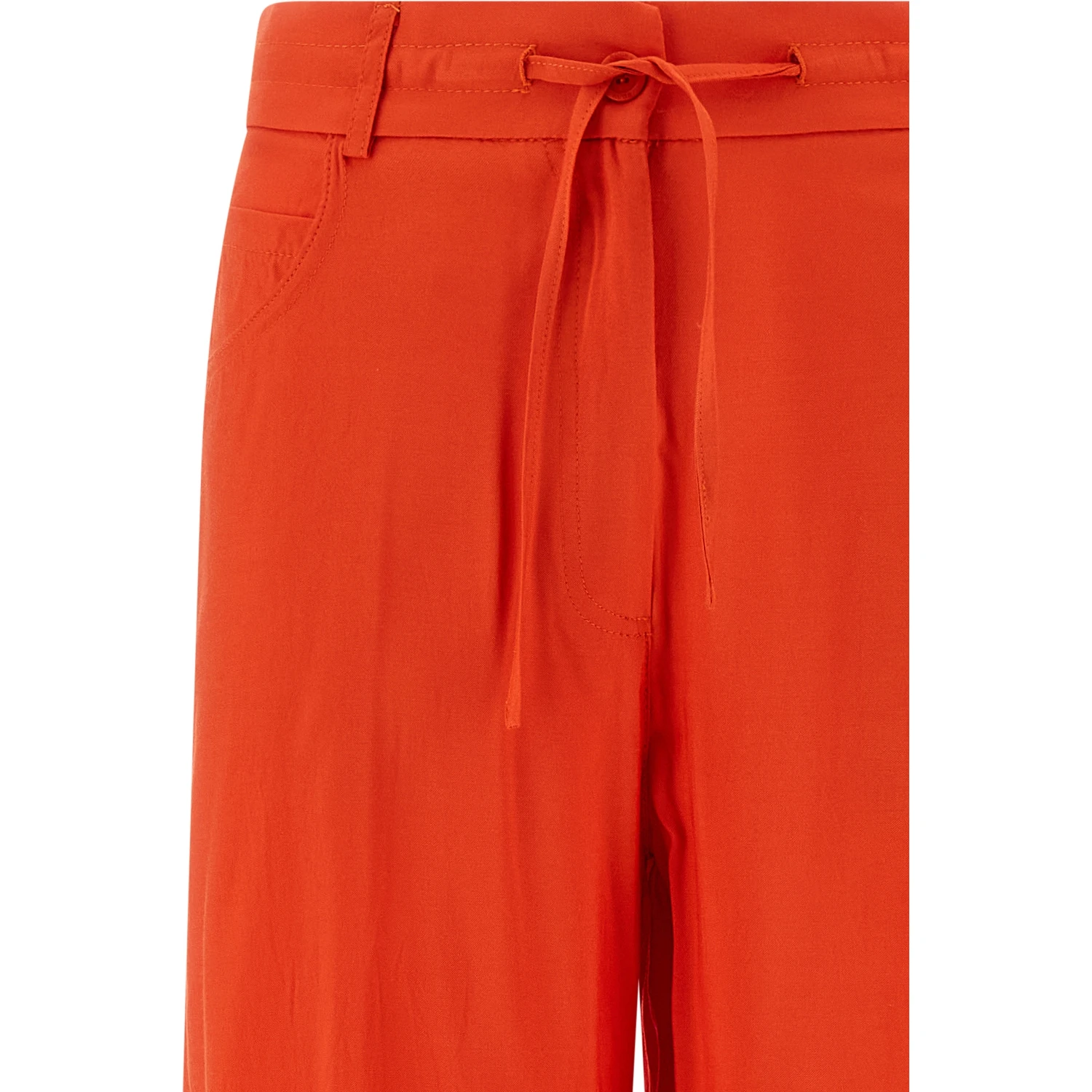 Orange Viscose Casual Pants