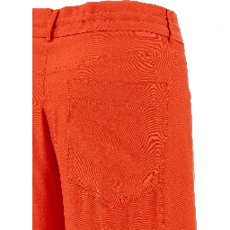 Orange Viscose Casual Pants