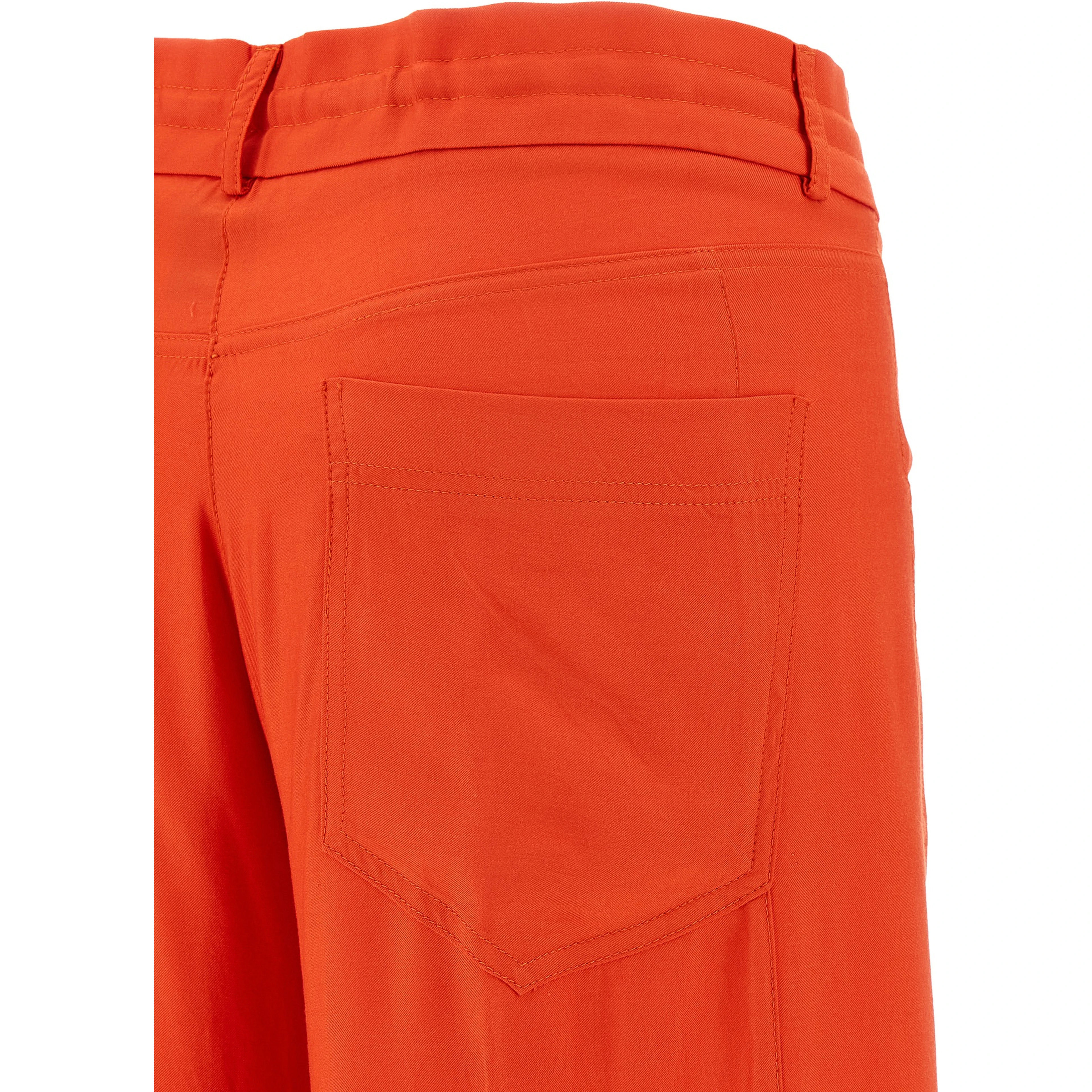 Orange Viscose Casual Pants