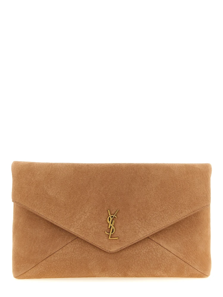 Brown Lamb Leather Clutch Bag