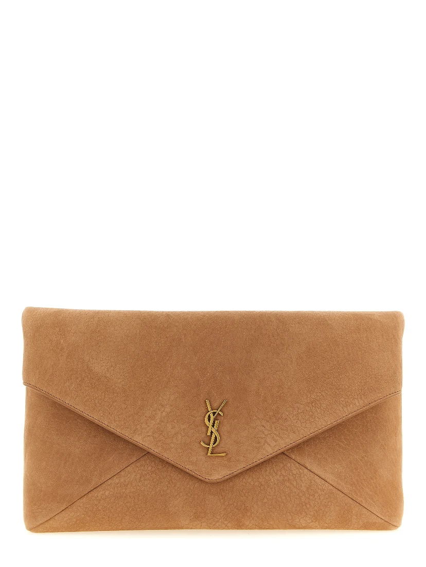 Brown Lamb Leather Clutch Bag