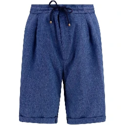 Blue Linen Bermuda Shorts