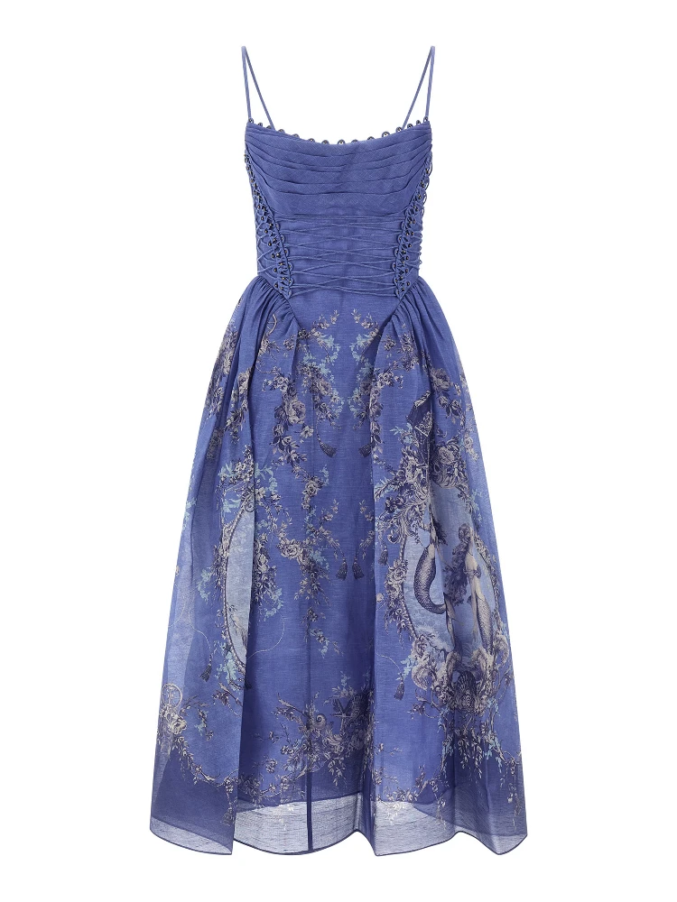 Blue Linen Long Dress